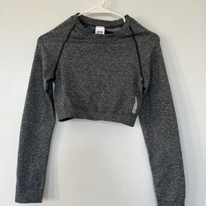 Gymshark Adapt Fleck Seamless Long Sleeve Crop Top Gray
